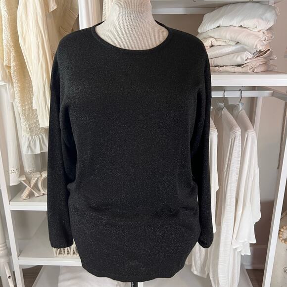 Saks Fifth Avenue Sweaters - Saks Fifth Avenue The Works women's size Large black w metallic threads #1667